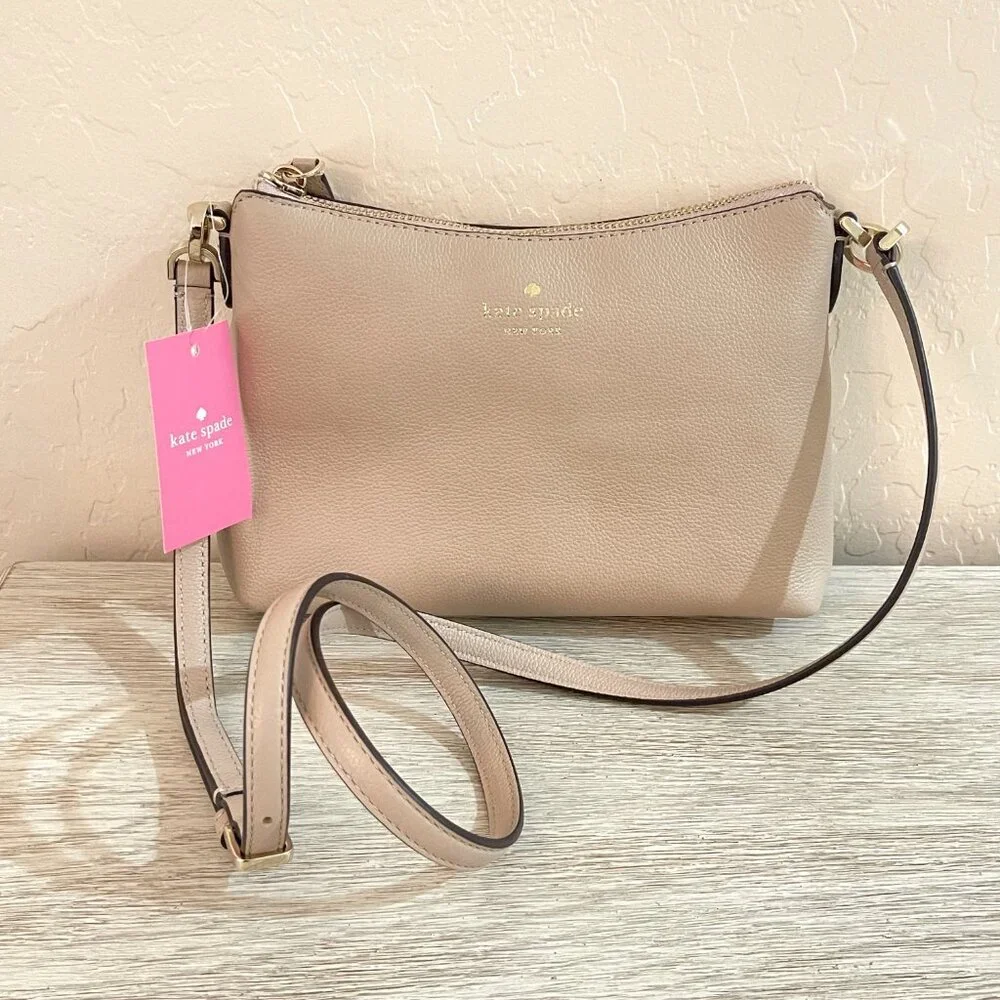 New Kate Spade Bailey Crossbody Bag Warm Beige Leather NWT